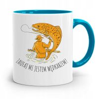 Kubek Błękitny Wędkarza Rybak Zaufaj Mi Jestem Z Nadrukiem Ze Zdjęciem