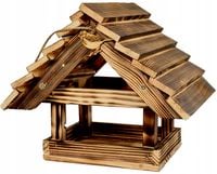 Karmnik dla ptaków opalany XXL drewno świerkowe do ogrodu 30x25 cm