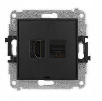 KARLIK ICON Gniazdo HDMI 2.1 + gniazdo komputerowe RJ45 kat.6A czarny mat