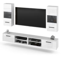 Meblościanka Do Sypialni Salonu Młodzieżowa Rtv 240cm Blande Biała Połysk