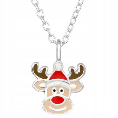 Srebrny naszyjnik łańcuszek renifer na Święta prezent 925 dla dziewczynki na Arena.pl