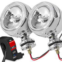 Halogeny Reflektory Motocyklowe Lightbar Chrom H3 Przełącznik USB 5V 2A