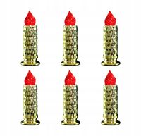 6 x Znicz elektryczny "Luna" świeca ZŁOTA czerwony płomień 19 cm baterie