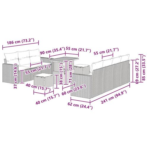 Zestaw Sof na Ogród 10 pcs Beżowy polirattan na Arena.pl