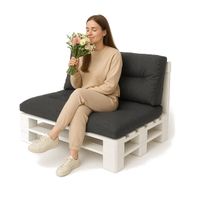 Zestaw poduszek na palety "Flora" 120x80cm wodoodporne do ogrodu, czarny