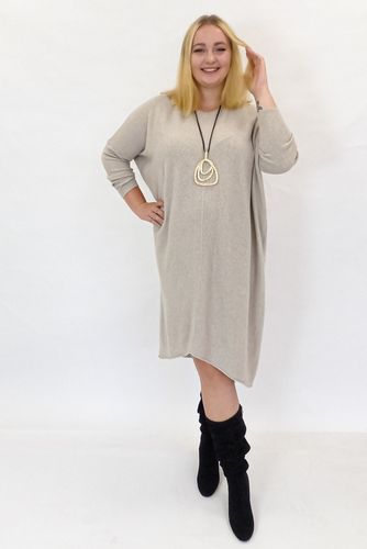 Beżowa Luźna Sukienka Oversize Midi UNI na Arena.pl