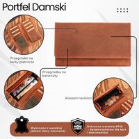 portfel damski skórzany duży pomarańczowy