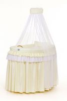 Kosz Mojżesza wiklinowy z baldachimem - Little Princess kremowy