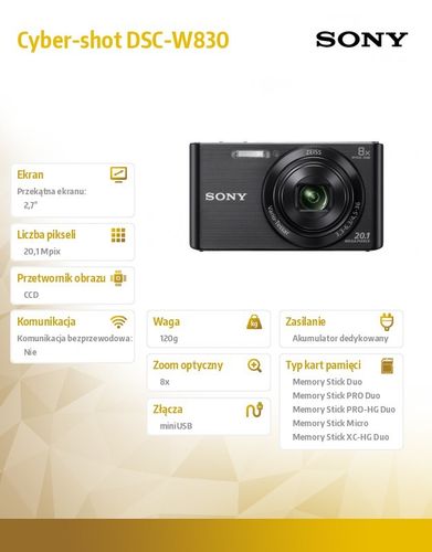 Sony Cyber-shot DSC-W830 black na Arena.pl