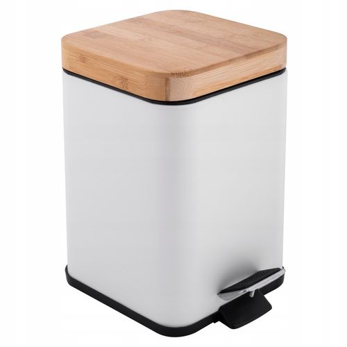 KOSZ NA ŚMIECI ŁAZIENKOWY 3L BIAŁY BAMBUS METAL do WC łazienki kwadratowy na Arena.pl