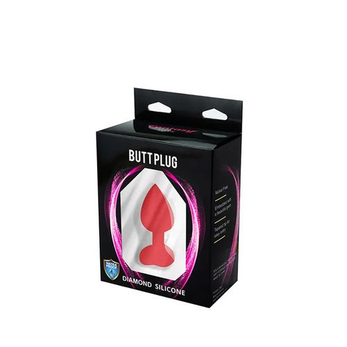 red small heart-shaped butt plug with white crystal na Arena.pl
