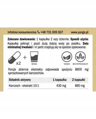 Yango KARCZOCH ekstrakt 10:1 60kaps. wsparcie: TRAWIENIE ZDROWA WĄTROBA na Arena.pl