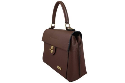 Skórzana torebka kuferek do ręki - Brązowa na Arena.pl