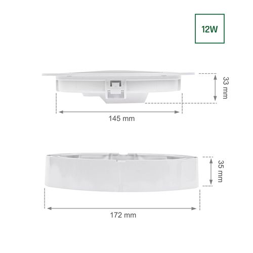 ALGINE ECO 2w1 NATYNK-PODTYNK DOWNLIGHT 12W WW 230V 110st IP20 IK06 170x35mm BIAŁY okrągła na Arena.pl