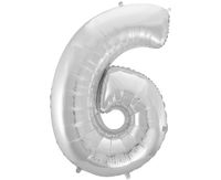 BALON FOLIOWY CYFRA 6 SREBRNA 92 CM GODAN