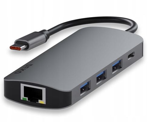 Hub Usb C 8w1 Stacja Dokująca 100W HDMI 4K 60Hz 3xUSB LAN SD DEKO BUSINESS na Arena.pl