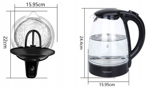 Czajnik elektryczny Aigostar Adam 2200 W 1,7 l czarny na Arena.pl