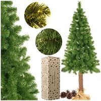 Choinka na pniu 180 cm sztuczna sosna premium gęsta ze stojakiem i jutą