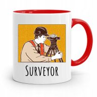 Kubek Czerwony Dla Geodety Super Surveyor Z Nadrukiem Ze Zdjęciem