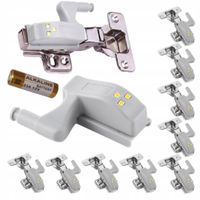 10x LAMPKA LAMPKI DO SZAFKI SZAFY NA ZAWIAS ZAWIASY DRZWI 3LED + BATERIA
