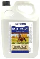 OLEJ LNIANY 100% NATURALNY DODATEK PASZOWY DLA KONI 5 L DEER PET