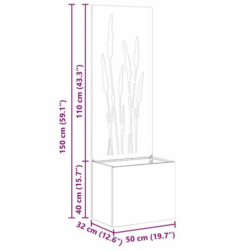 Donica ogrodowa z dekoracyjną płytą Rdzawy 50 x 140 cm na Arena.pl
