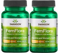 2 sztuki Femflora 60kaps Swanson Wspiera zdrowie kobiet Zdrowie pochwy