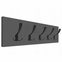 WIESZAK ŚCIENNY NA UBRANIA LOFTOWY 5 MOCNYCH CZARNYCH HAKÓW 65x20CM GRAFIT