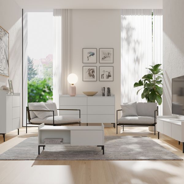 Ława prostokątna Liam 100 x 60 Biała zdjęcie 2