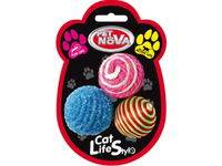 PET NOVA Piłki pluszowe z grzechotką zabawka dla kota piłka 3 szt.