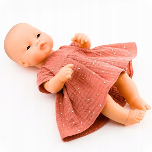 Sukienka dla lalki Miniland 32cm marsala złote kropki na Arena.pl