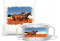 Zestaw PODUSZKA + KUBEK z nadrukiem zdjęciem KONIA KONIEM KOŃ KONIE PREZENT
