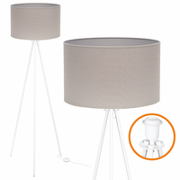 Lampa Stojąca Trigni Biała - Skandynawski Design abażur Szary VLORA