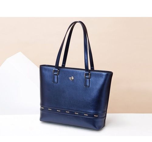 NUCELLE Metaliczny shopper Niebieski na Arena.pl