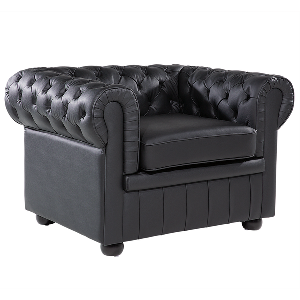 Fotel skórzany czarny CHESTERFIELD zdjęcie 1