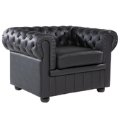 Fotel skórzany czarny CHESTERFIELD