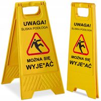 ZABAWNY GADŻET PREZENT TABLICA OSTRZEGAWCZA POTYKACZ STOJAK ŚLISKA PODŁOGA