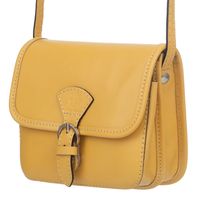 VERA PELLE torebka skórzana listonoszka z paskiem V482 musztardowa
