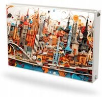 Mata magnetyczna magnes na grzejnik na wymiar ABSTRAKCYJNE MIASTO 60x100 cm