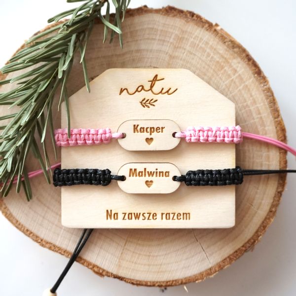 Zestaw bransoletek dla pary grawer imię data PREZENT Natu zdjęcie 3