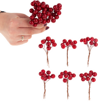 JARZĘBINA CZERWONA GŁÓG OWOCE NA PIKU CZERWONE KULECZKI DO STROIKÓW 6x8szt