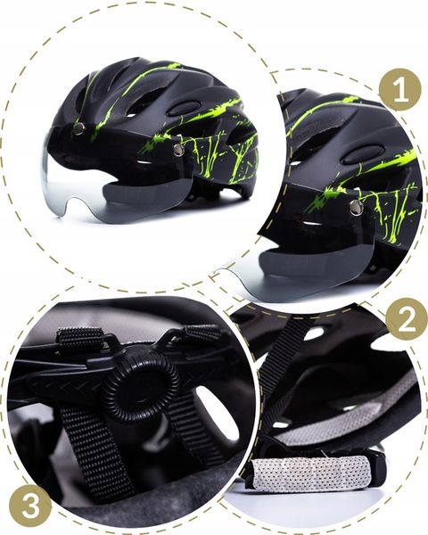 KASK ROWEROWY Z OKULARAMI LEKKI REGULOWANY ERCOLE zdjęcie 8