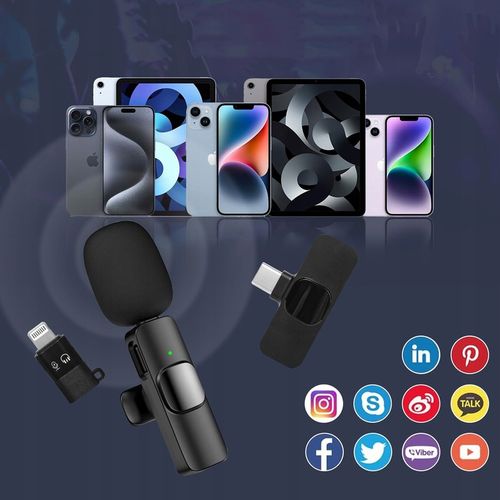 2x MIKROFON BEZPRZEWODOWY KRAWATOWY + ODBIORNIK USB-C + ADAPTER DO IPHONE na Arena.pl