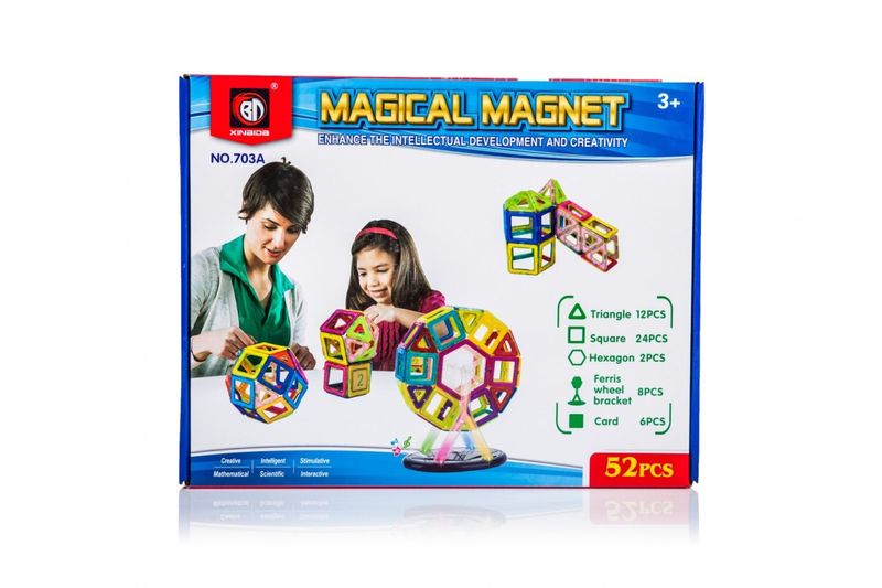 Kolorowe klocki magnetyczne MAGICAL MAGNET 52SZT zdjęcie 2
