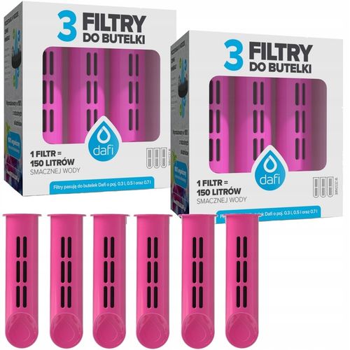 Zestaw 6 różowych wkładów filtrujących wodę do butelki DAFI SOLID SOFT na Arena.pl