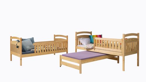 Łóżko ZOSIA piętrowe drewniane trzyosobowe SOSNA 90x190 dla dzieci na Arena.pl