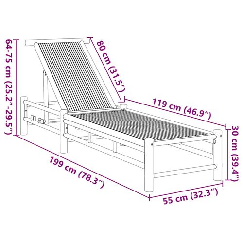Leżak, 55x199x30 cm, bambus na Arena.pl