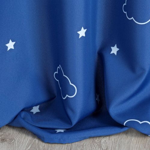 Zasłona nadruk chmur i gwiazdek na przelotkach NUBLES 140X250 granatowa na Arena.pl