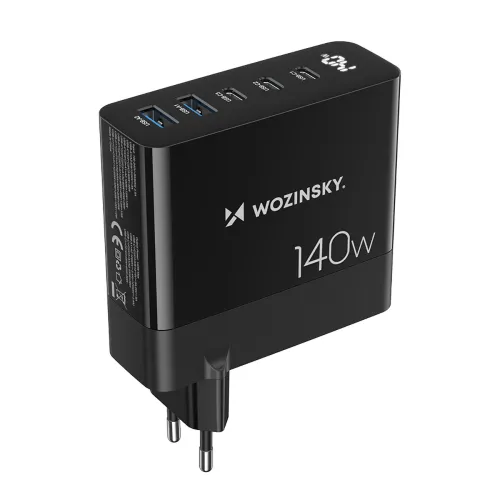 Ładowarka sieciowa GaN Wozinsky CGWCB 140W 3 x USB-C / 2 x USB-A - czarna na Arena.pl