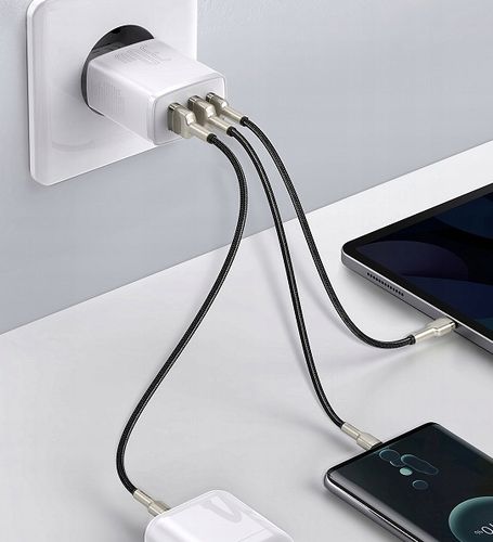 BASEUS SZYBKA ŁADOWARKA SIECIOWA 3xUSB USB-C 30W ZASILACZ DO TELEFONU AFC na Arena.pl